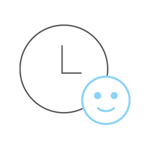 Graphic of a Clock with a Happy Face Depicting Less Recovery Time